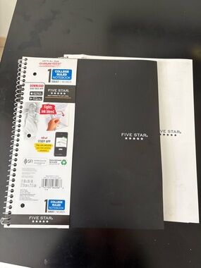 Five Star Black Spiral College Ruled Notebook